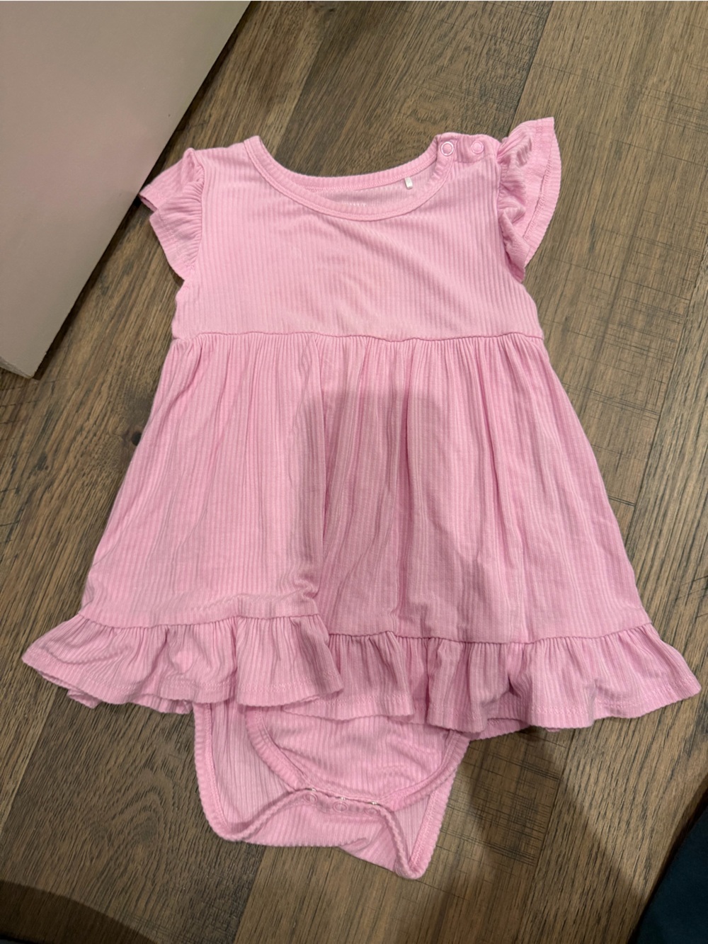 Posh Peanut. Pink Ruffle Baby Dress Bodysuit